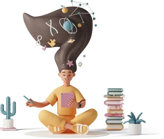 Illustration of person reading a book